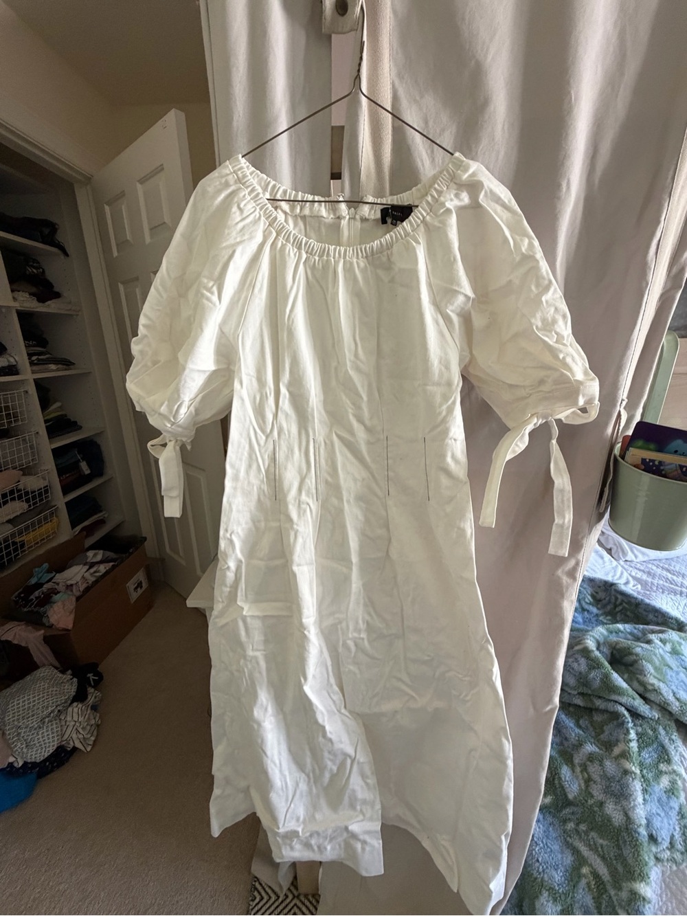 En Saison Cream Off-Shoulder Puff Sleeve Dress
